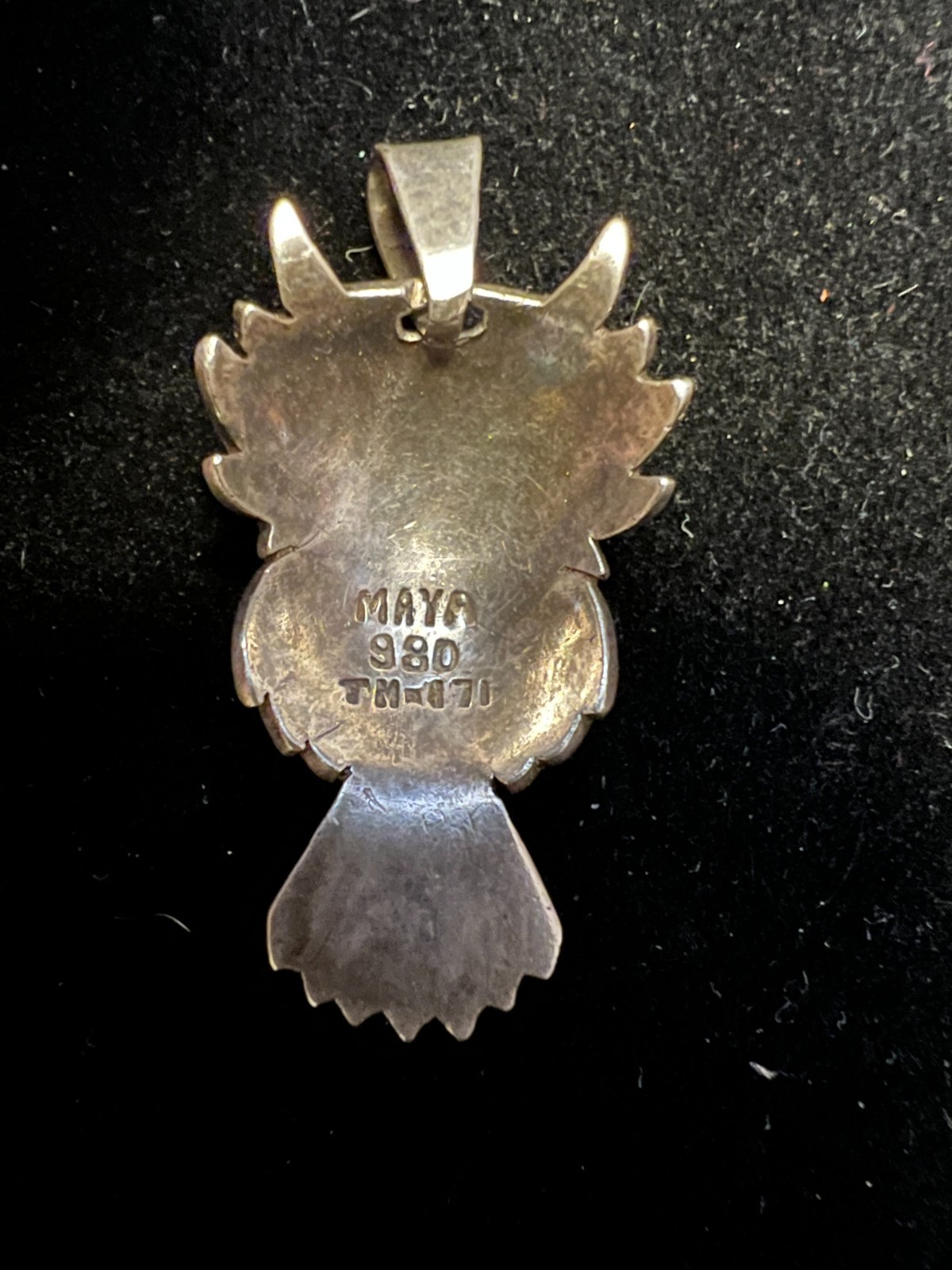 Vintage TAXCO 980 Silver Owl Bird Brooch Pin Mexico Maya Enamel TM-171