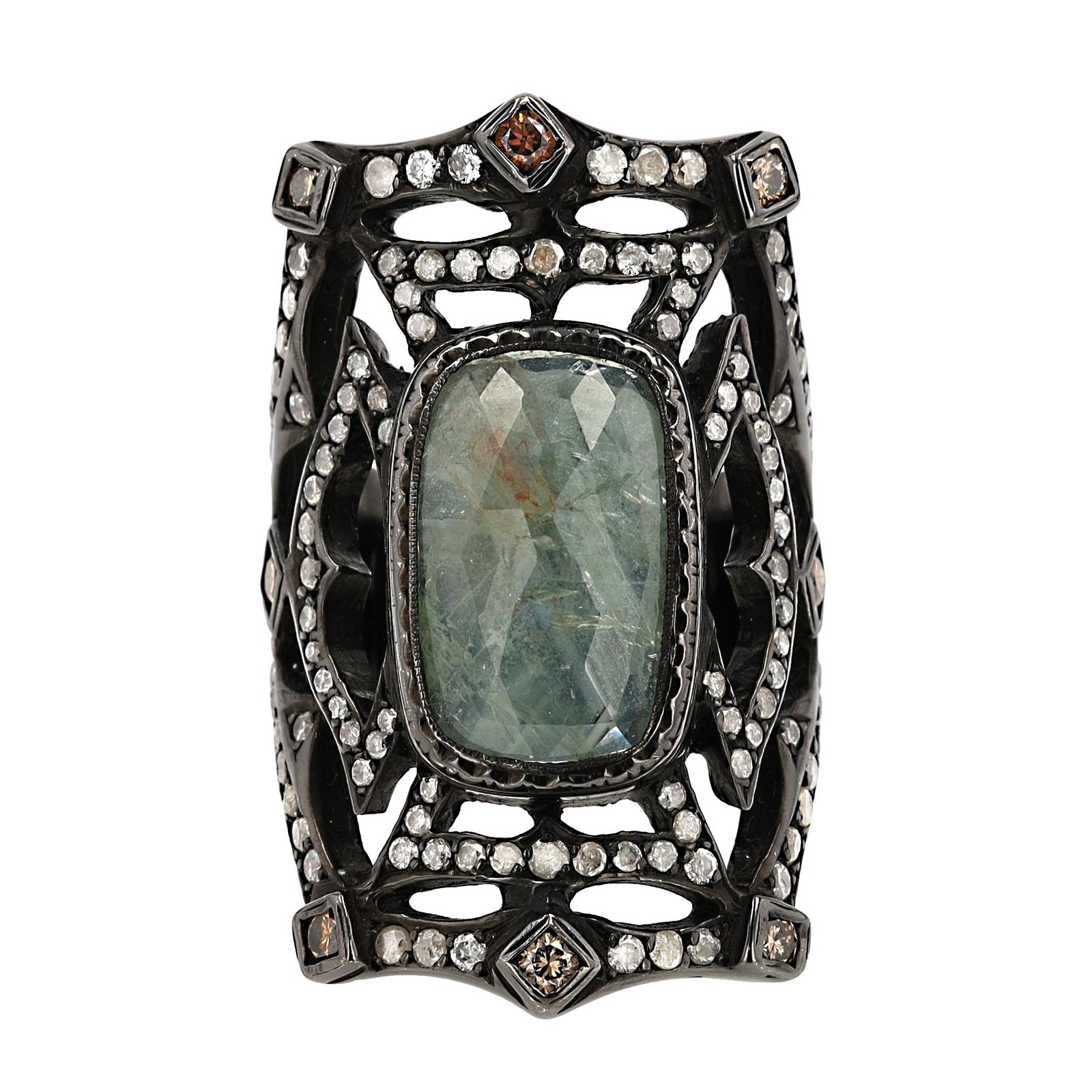 Loree Rodkin Gothic 6 Carat Center Diamond Cuff Cocktail Ring