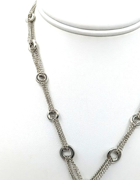 Vintage BIJOUX TERNER Necklace Earring Set Silver Tone Lariat Rhinestone