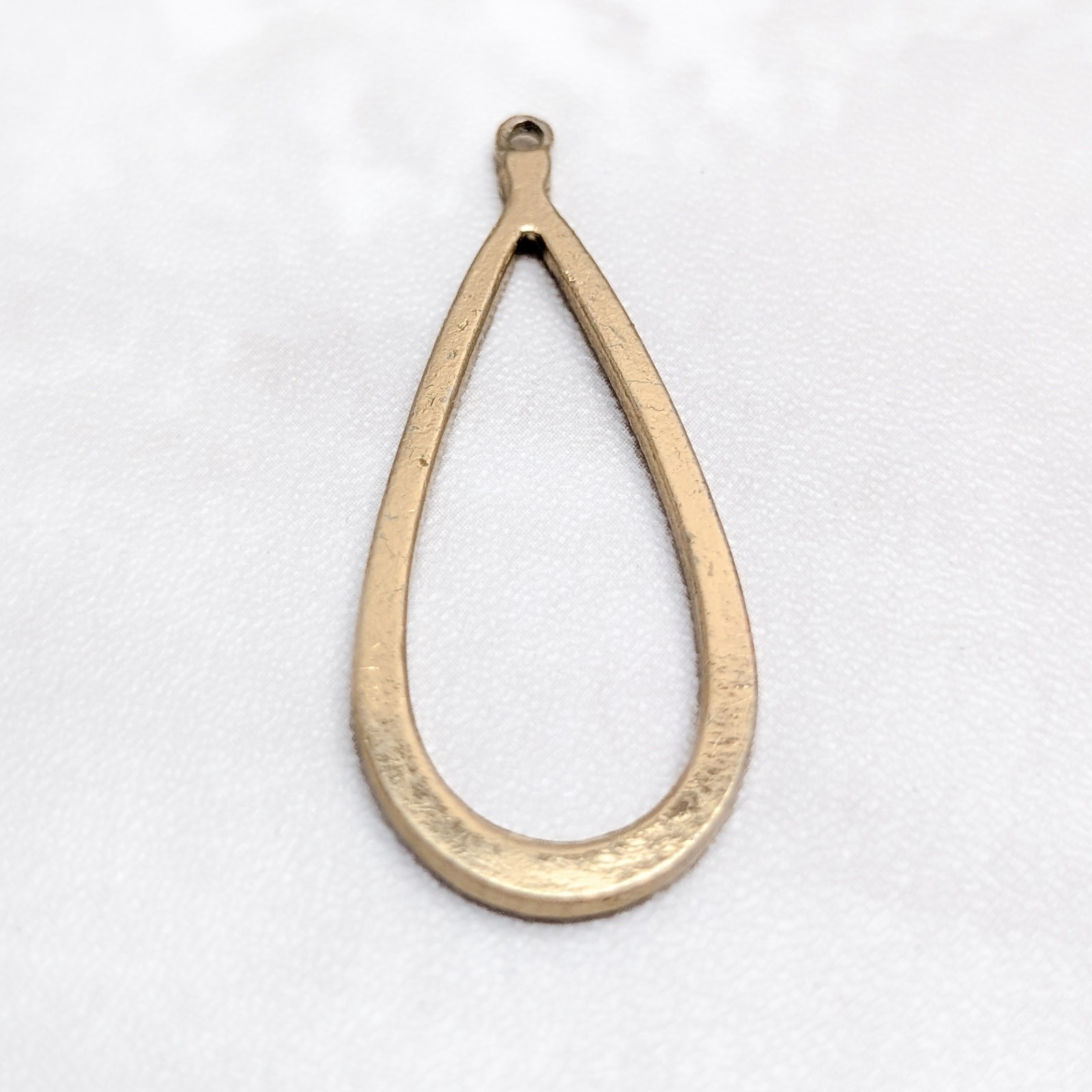 Vintage Pendant Gold Tone with Clear Gems Elongated Shape – No Chain Included