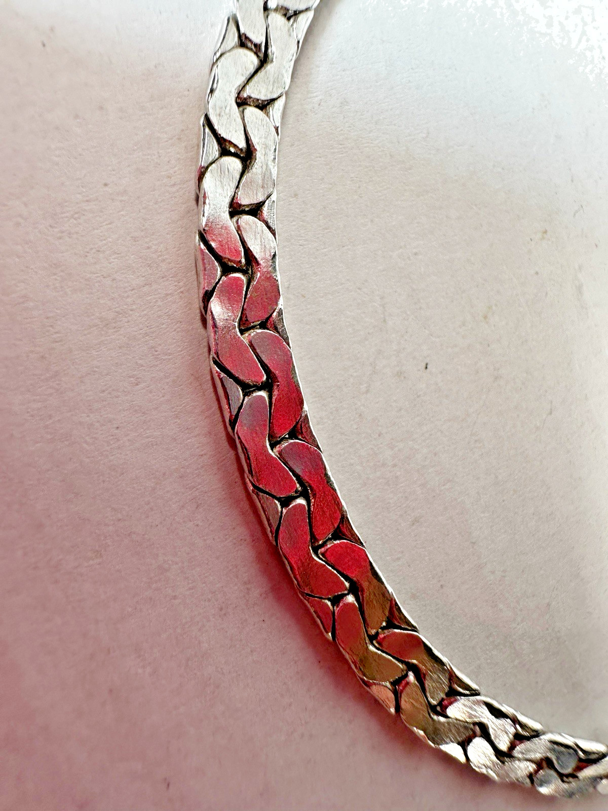 Trifari Necklace Silvertone Flat Chain 14 Inches Hook Clasp