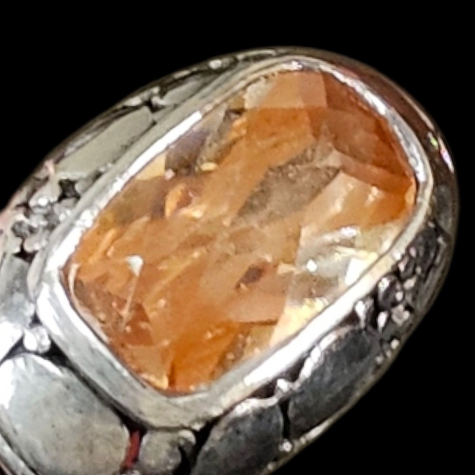 Vintage Cushion Cut Lemon Quartz Beaded Filigree 925 Sterling Ring Sz 9.25 10g
