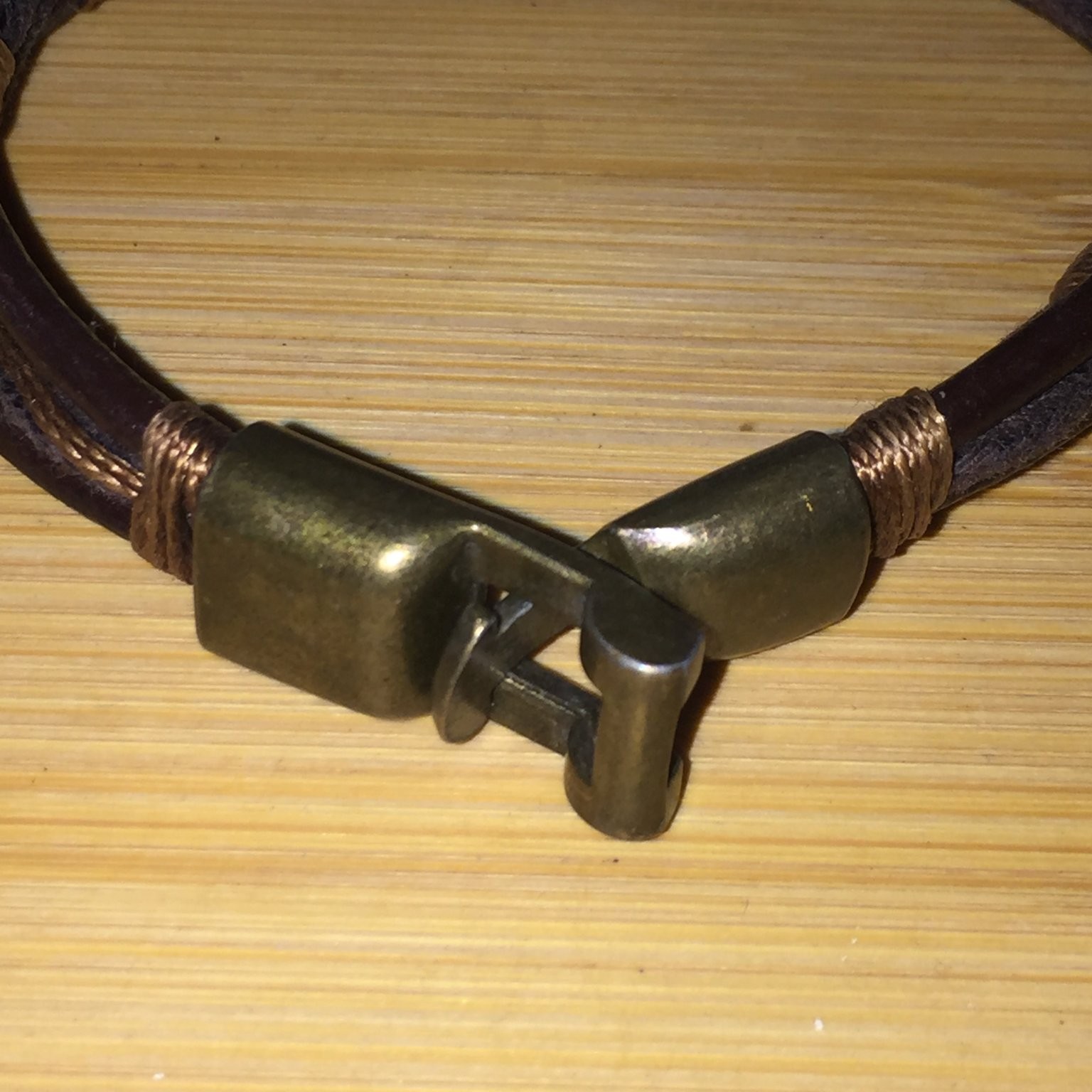 Multi Strand Leather Wrap Bracelet Bronze Tone Rustic Bohemian