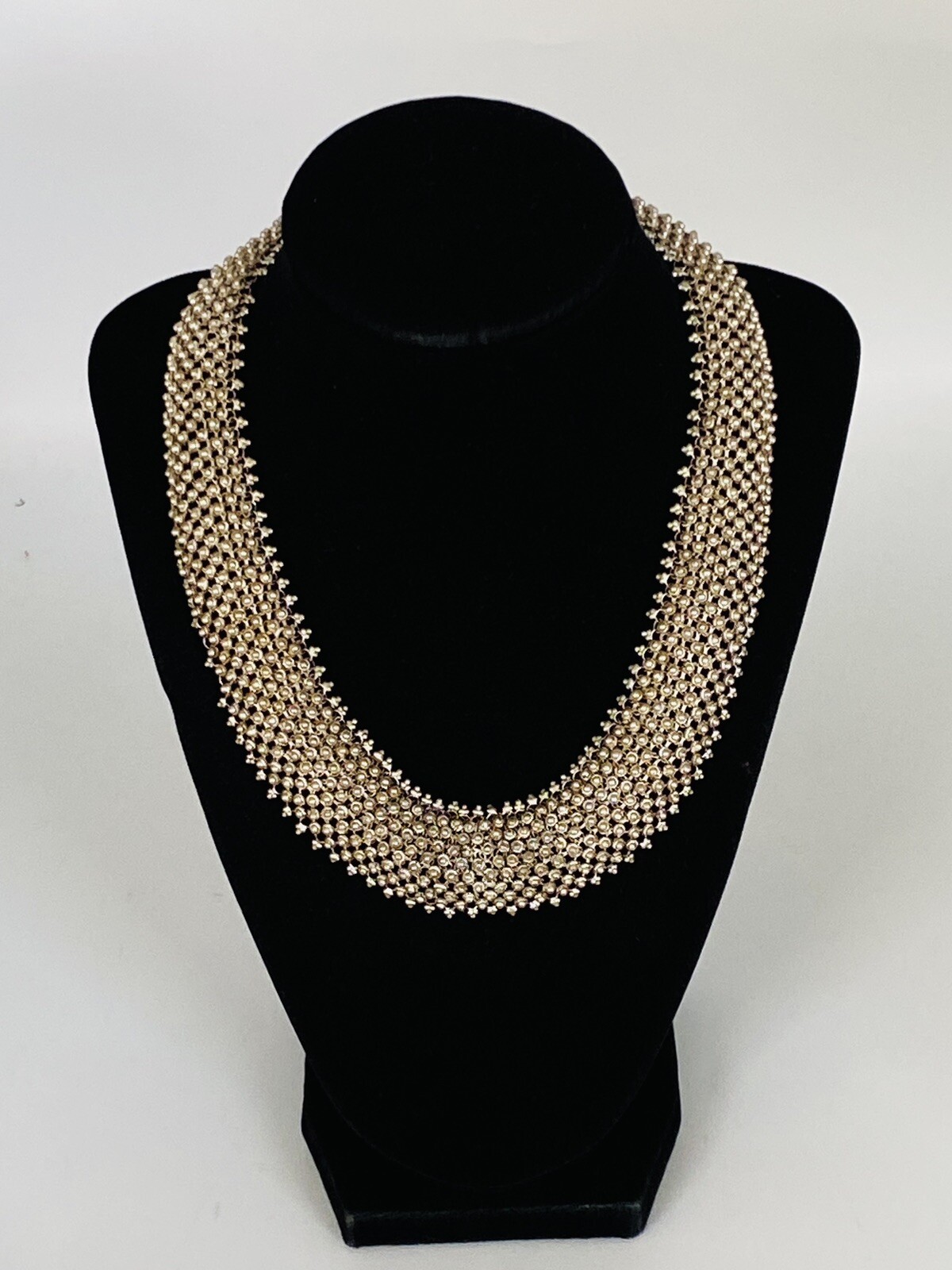 Heavy Vintage Sterling Silver Etruscan Cannetille Choker Link Necklace 95-Grams