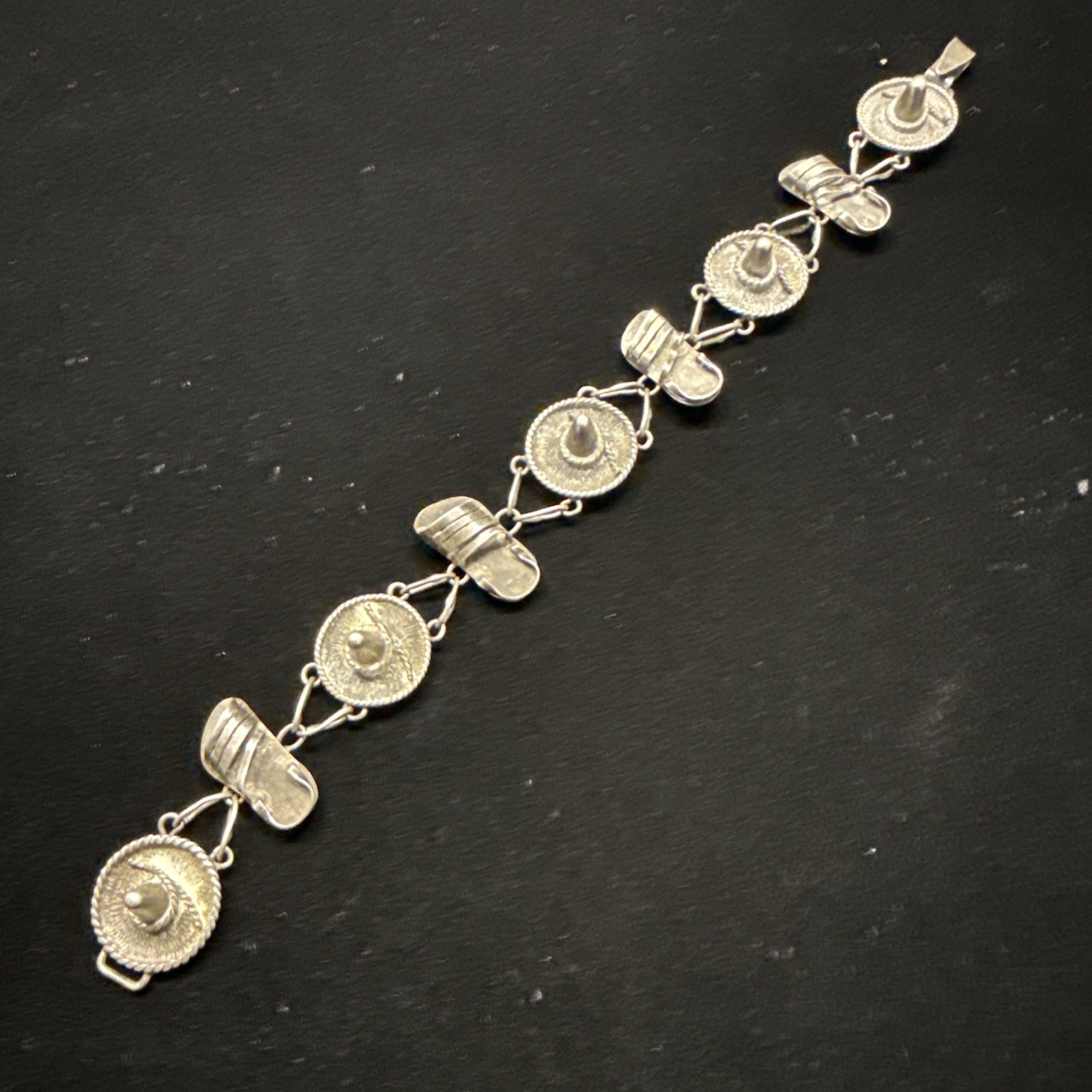 980 Silver Mexican Sombrero & Sandal Bracelet