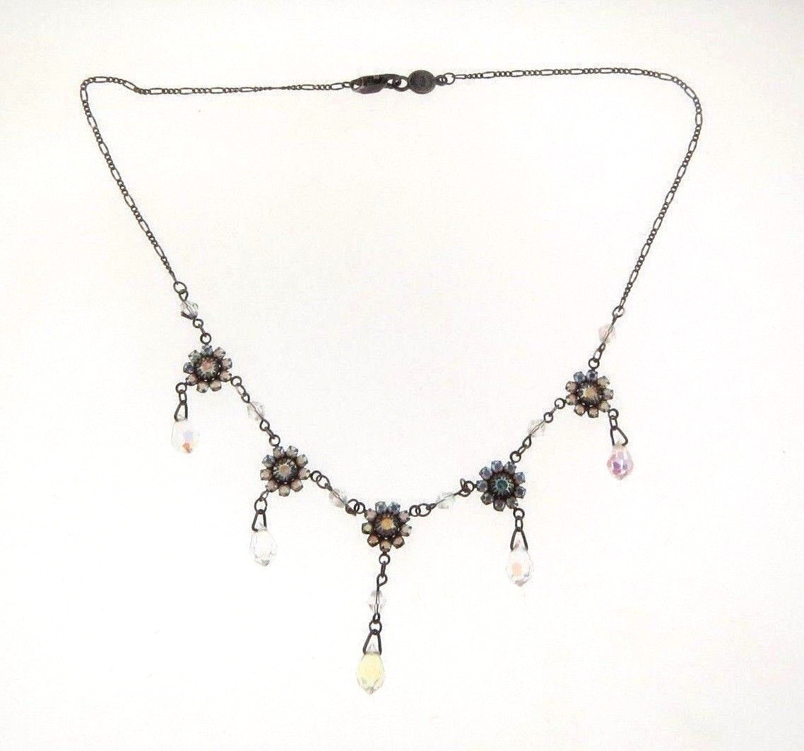 Austrian Crystal Signed Necklace Victorian Style 16.5 In