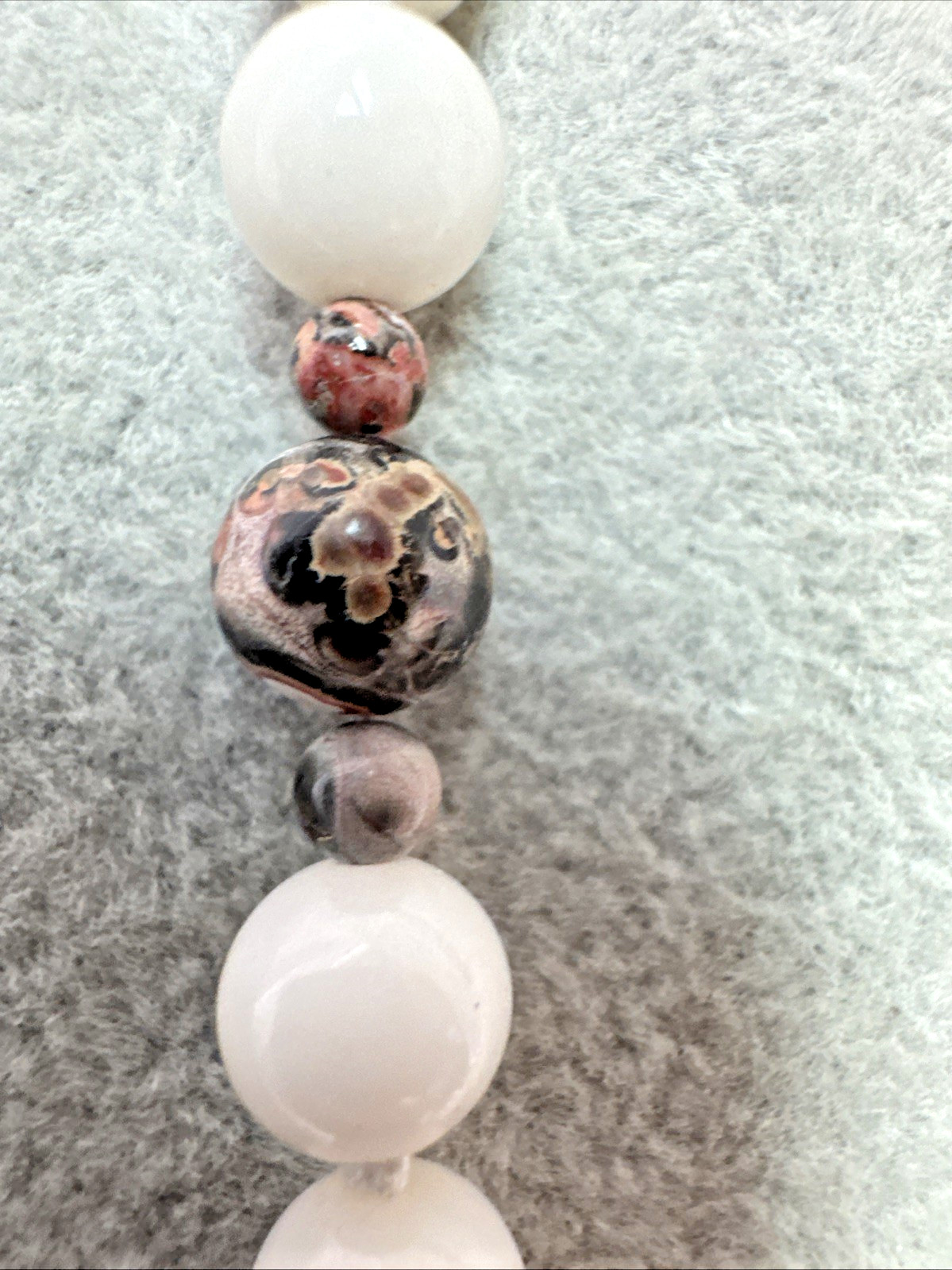 VTG Quartz Agate Jasper polished Crystal Glass Stone Beaded hand knot Necklace
