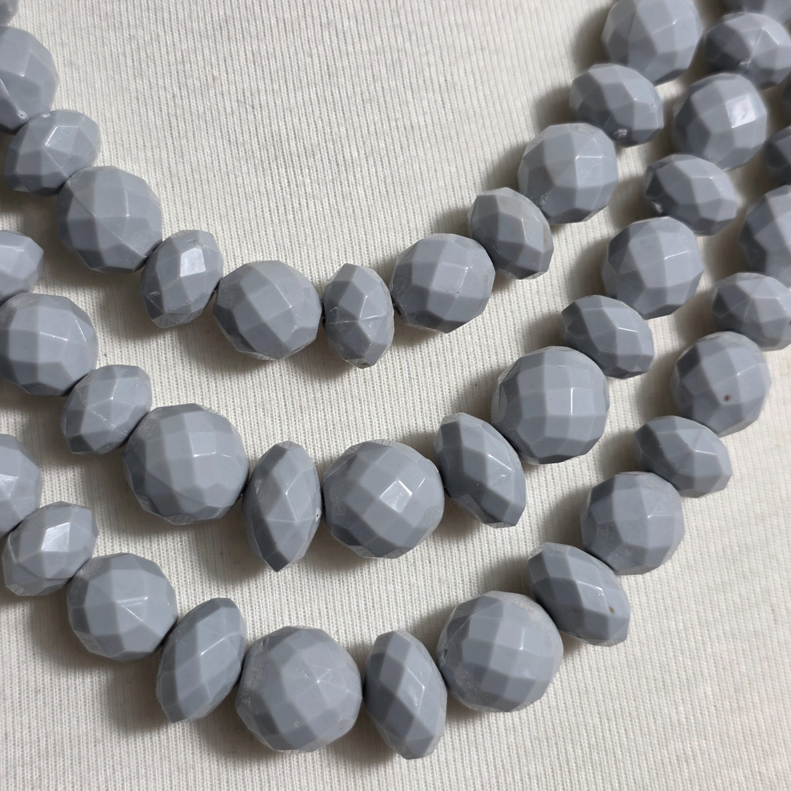 Sugarfix by BaubleBar Triple Strand Statement Necklace Gray Faceted Beads