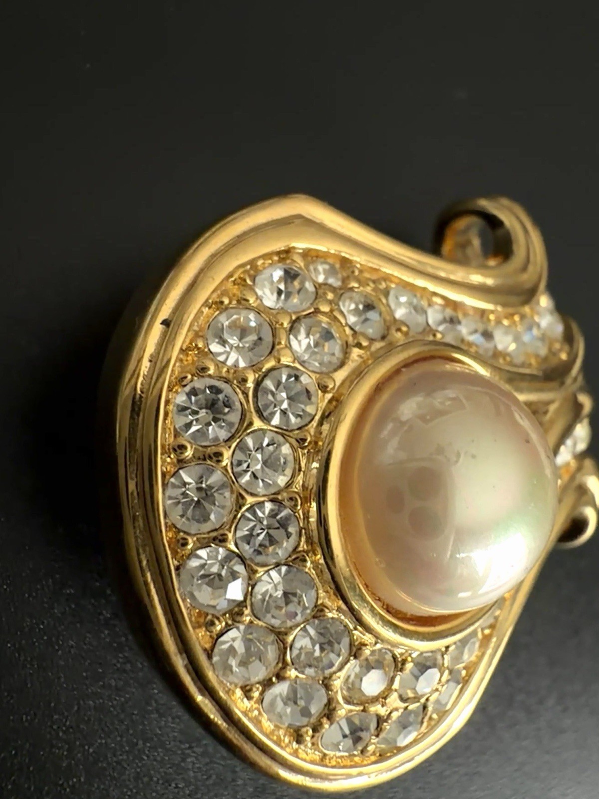 Nolan Miller Portofino Convertible Pearl Slide Pendant Only Signed Gold Pave Vtg
