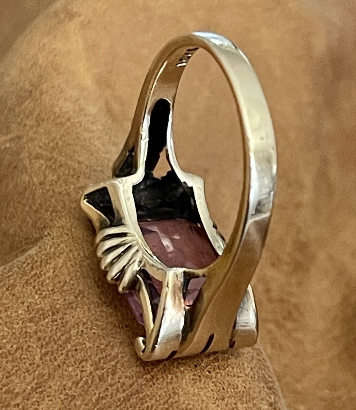 Vintage Retro 40’s-50’s 10K Yellow Gold Topaz, Ruby Stone Cocktail Ring Size 6.5
