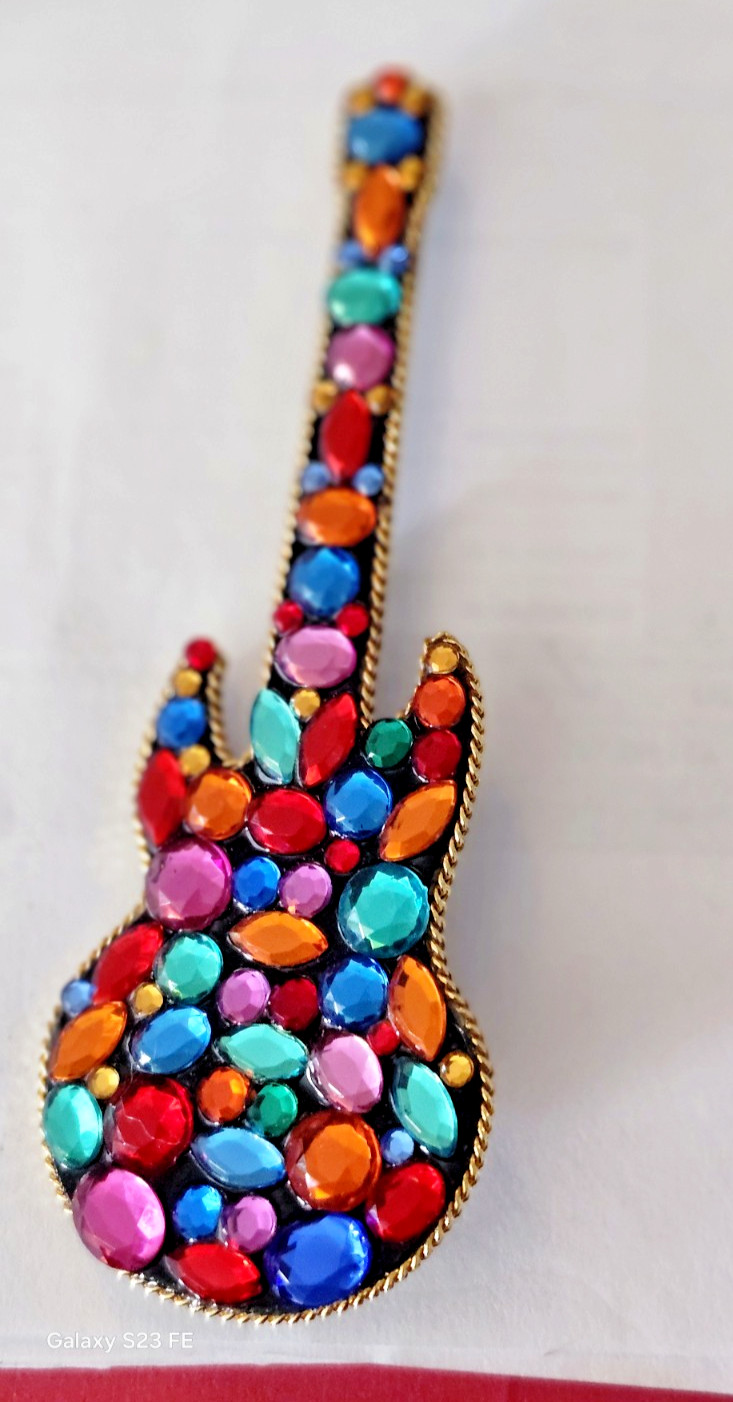 Vintage Signed Richard Kerr Guitar Pin 4-1/2″ Minty condition