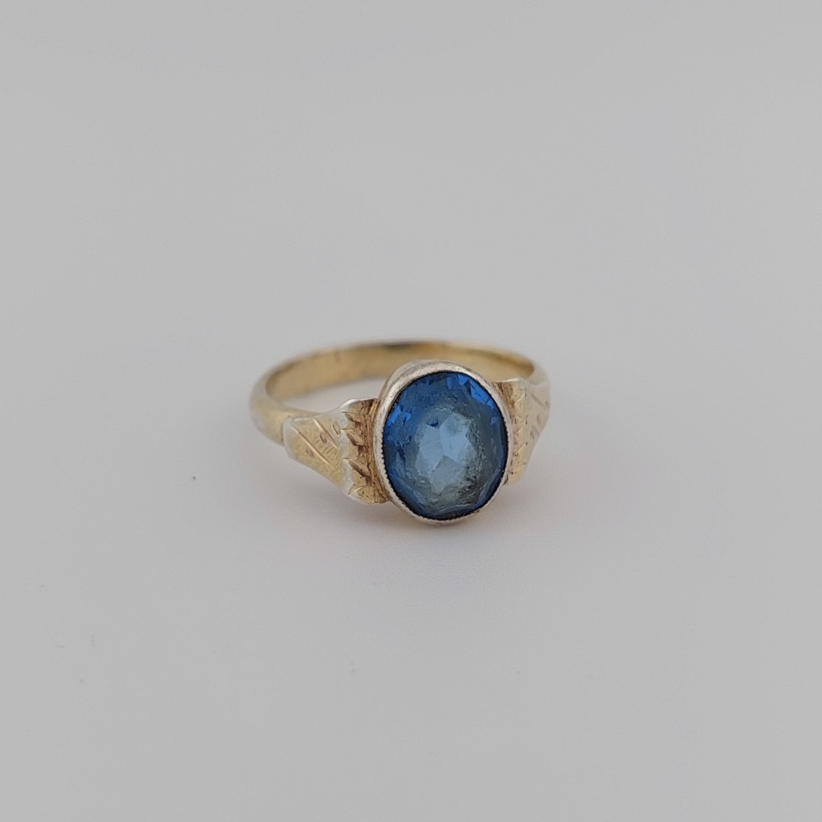 Vintage Silver Ring 875 Blue Stone Women USSR Era Size 7.75 / 18