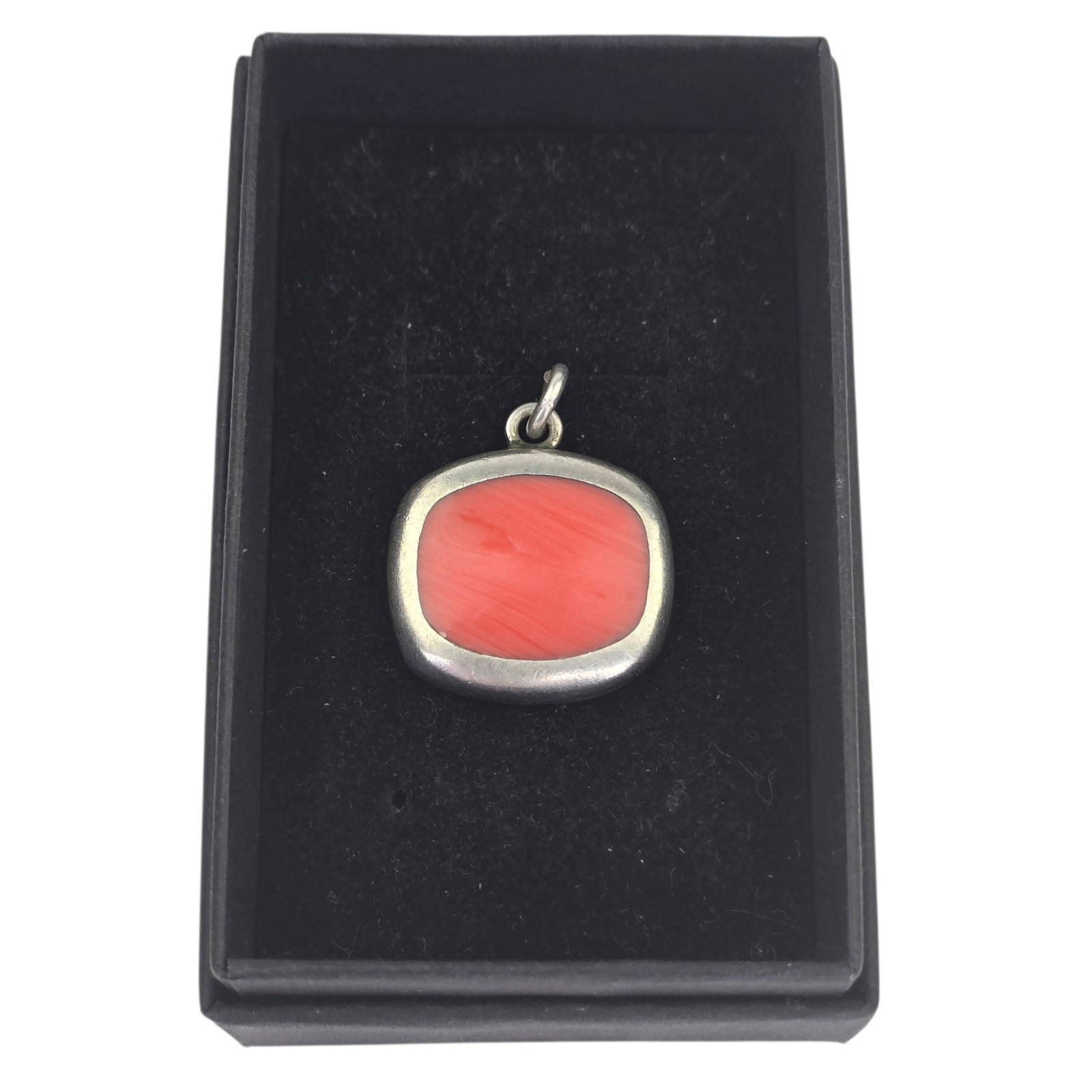 Vintage Signed ATI Mexico Sterling Silver Pink Rhodochrosite Modernist Pendant