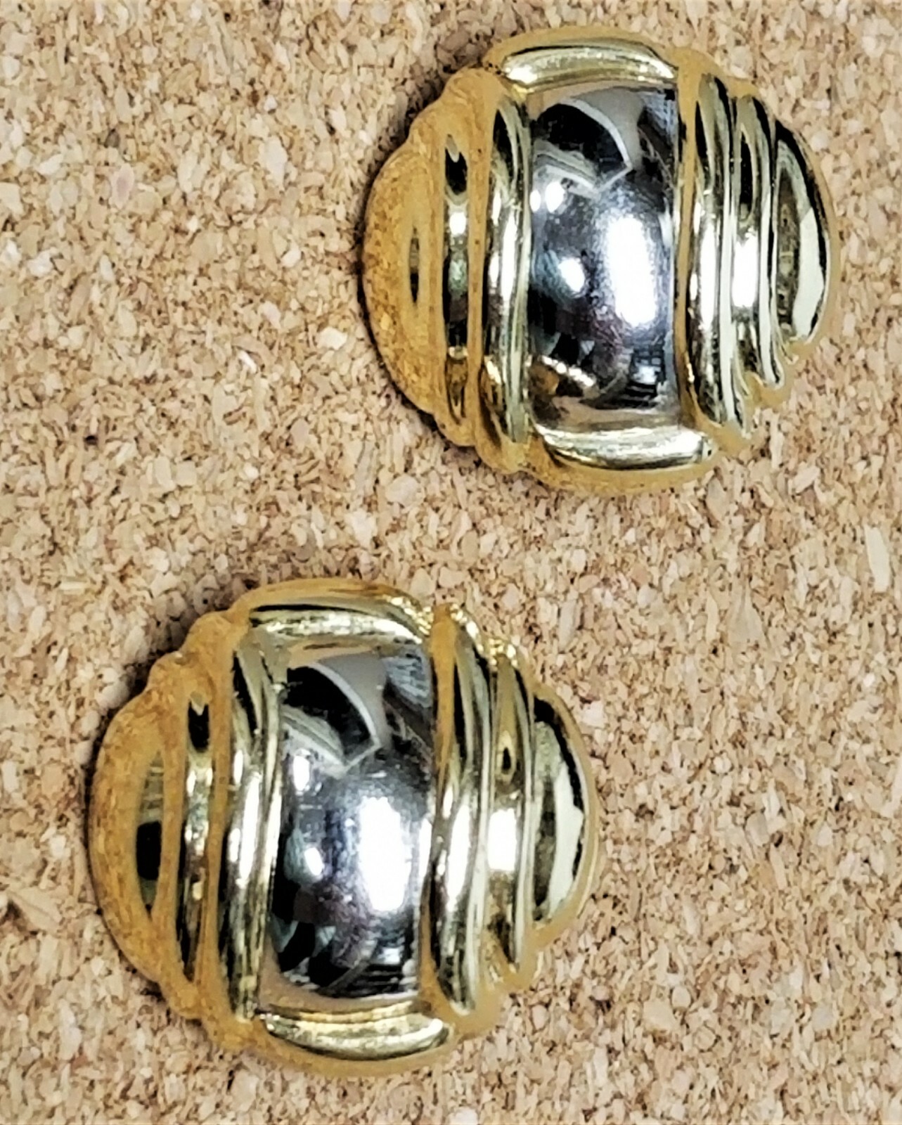 CHIMENTO Modernist 18K Yellow & White Gold Pierced French Clip Earrings 3/4″