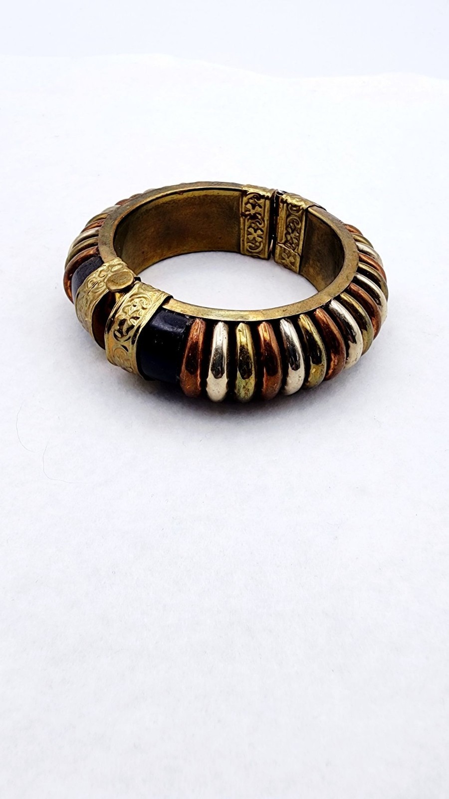 Vintage hindged Copper Cuff brass bracelet 7″
