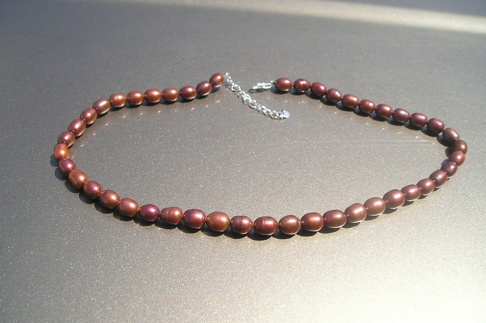 Pretty Brown Fresh Water Pearl Sterling 925 GSJ Necklace 20 1/4″