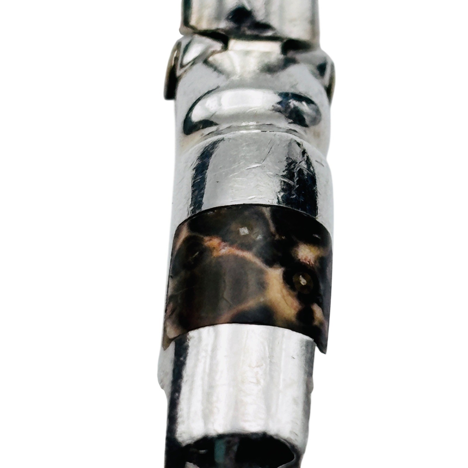 Taxco Mexico 925 Sterling Silver Leopard Skin Jasper Bamboo Link Bracelet 7in