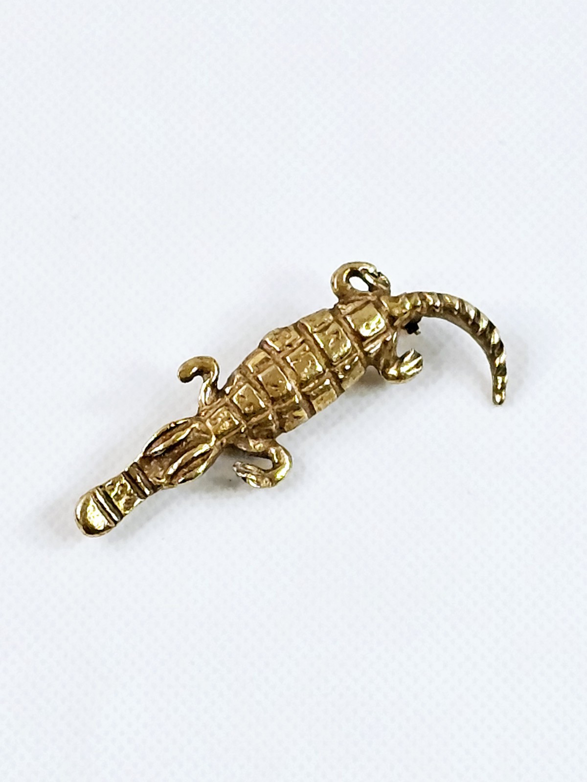 Alva Studios Crocodile Alligator Gold Tone Brooch Pin Vtg Signed 2 3/8″