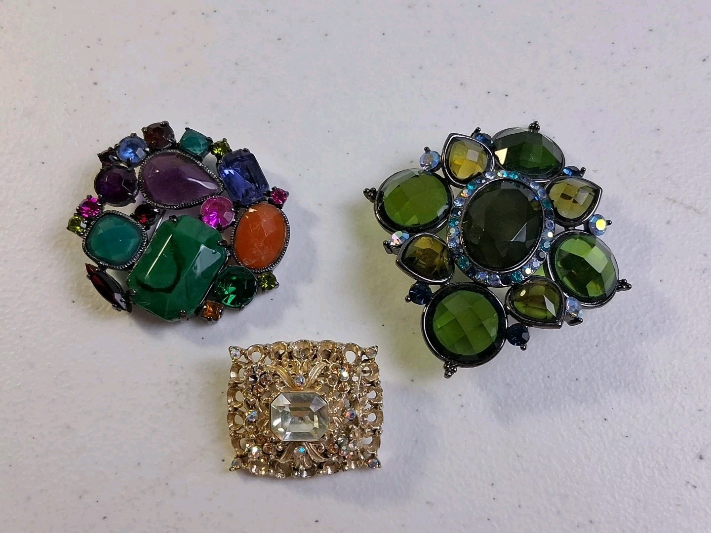 3 Vintage Brooches 1990s For Repair One Coro Signed See Details