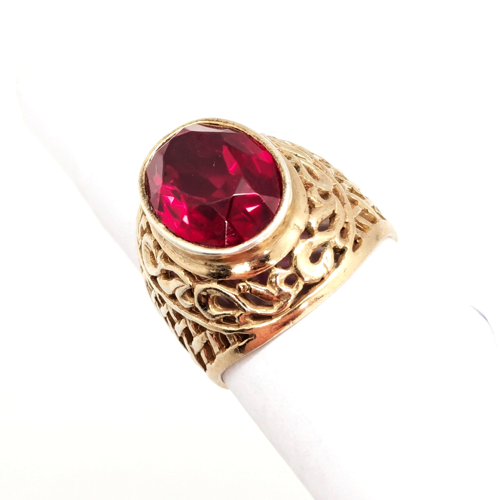 Vintage Soviet RING Silver⭐️875 stamp Star USSR with Bright Ruby -size: 8US | #8
