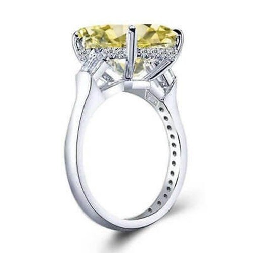 5.80 Ct Canary Diamond Art Deco Antique Vintage Wedding Ring 925 Sterling Silver