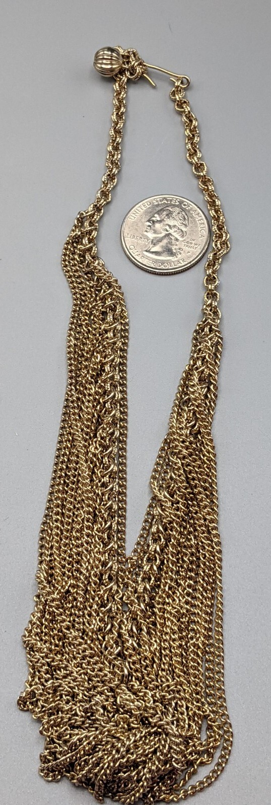 Vintage Gold Tone Cascading 15 in Necklace 17 Strands