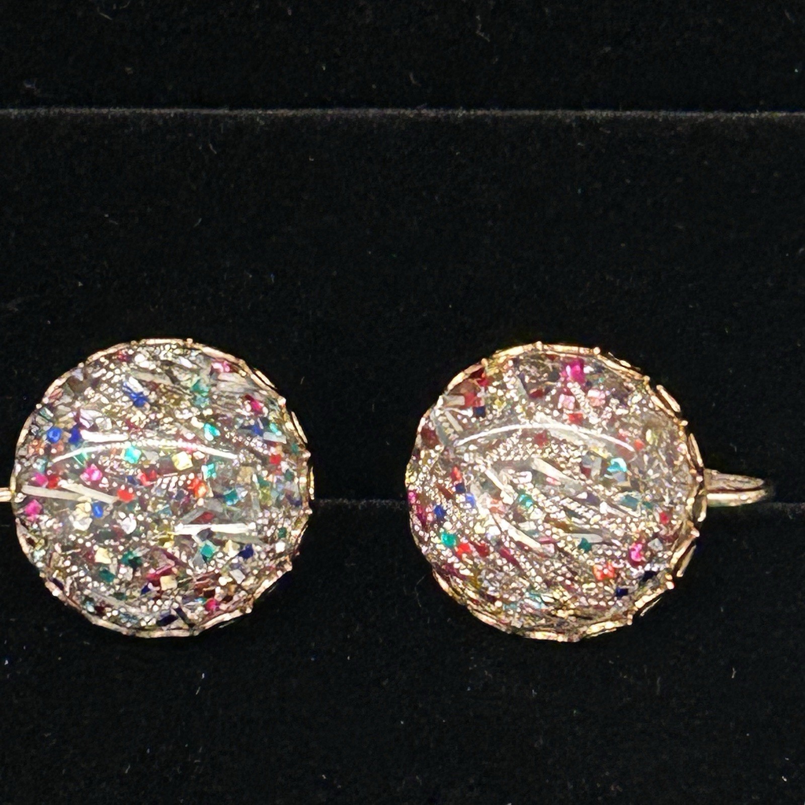 SARAH COVENTRY Multicolor Confetti Adjustable Ring w/ Matching Clip On Earrings