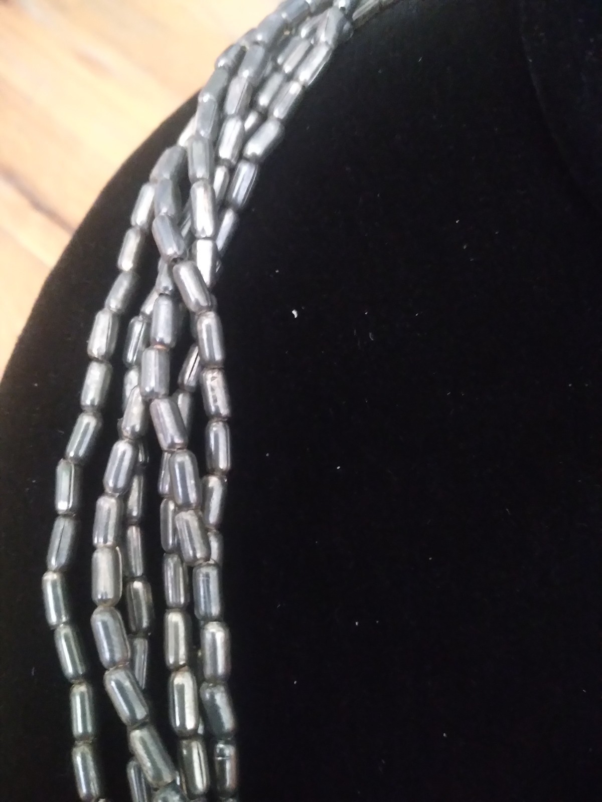 Vintage Silver Beaded Necklace 22 Inches 6 Strand Statement
