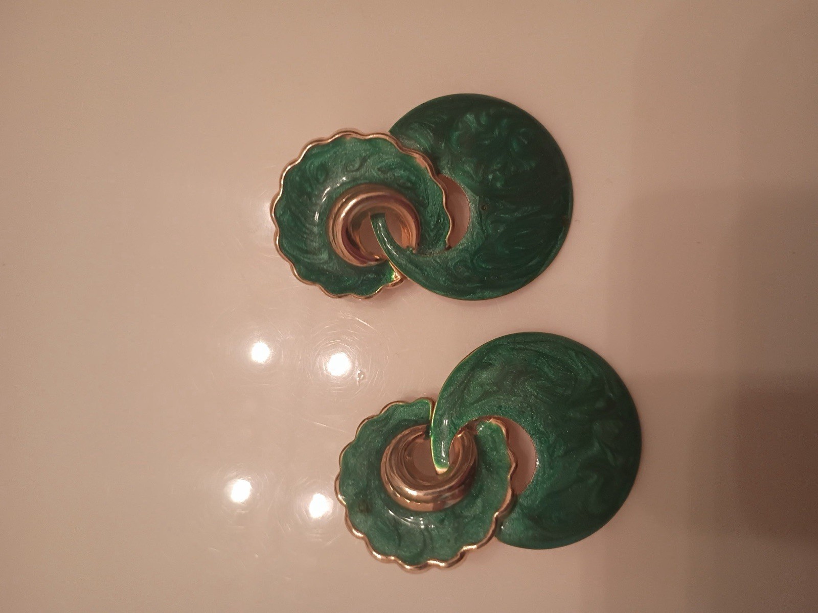 Vintage 1980’s Swirl Enamel Earrings Rare Authentic Style