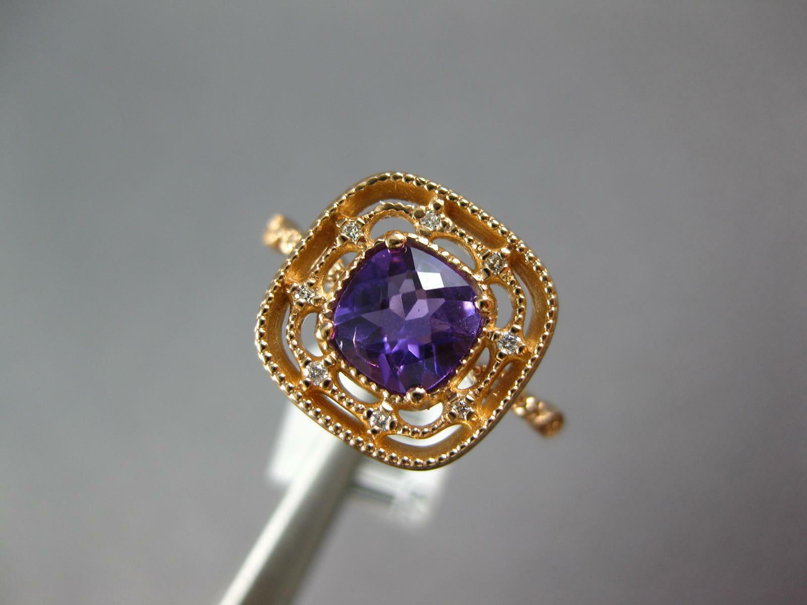 ESTATE .83CT DIAMOND & AAA AMETHYST 18K ROSE GOLD SQUARE CUSHION ETOILE FUN RING