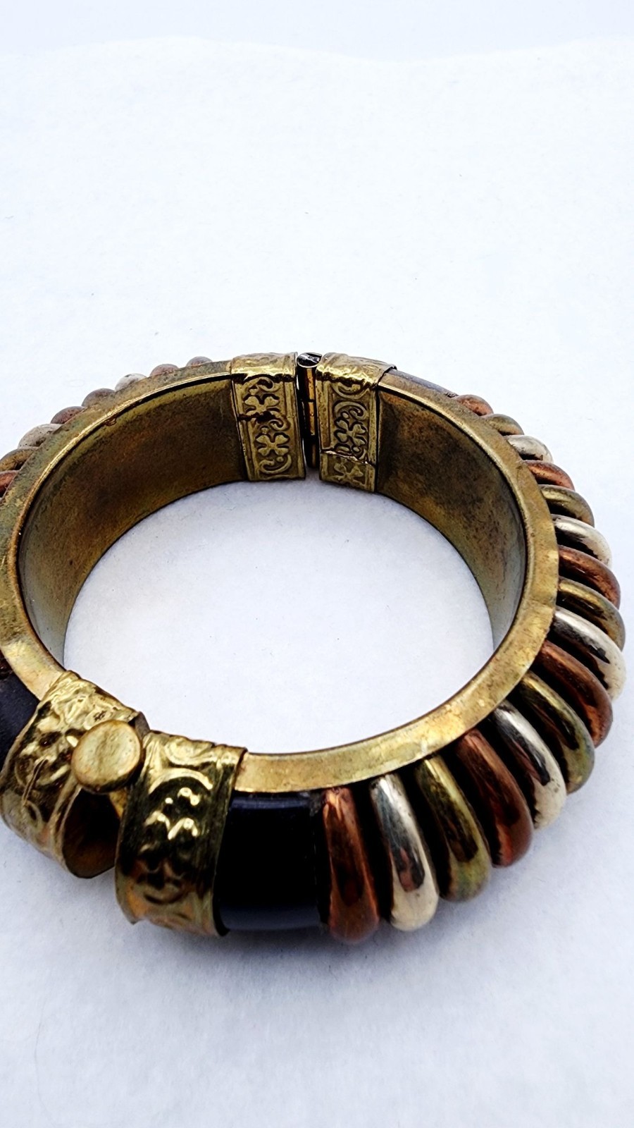 Vintage hindged Copper Cuff brass bracelet 7″