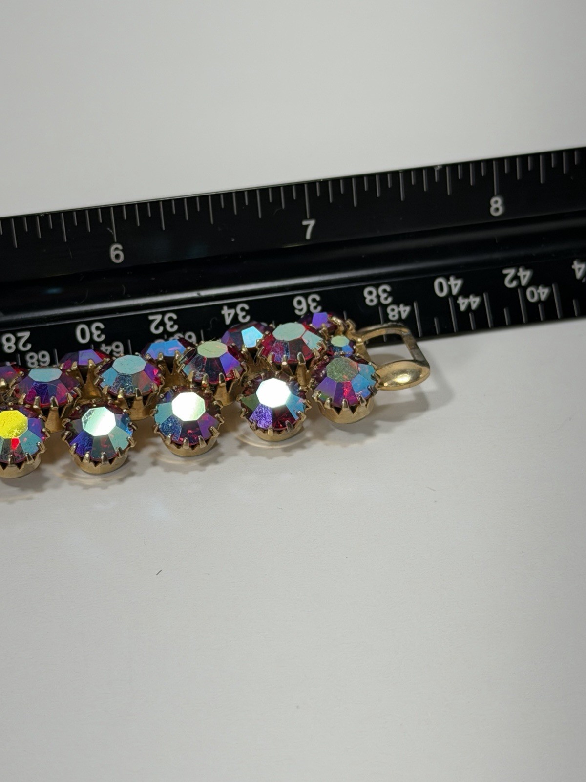 Vintage Signed Weiss AB Rhinestone Bracelet 7.5”