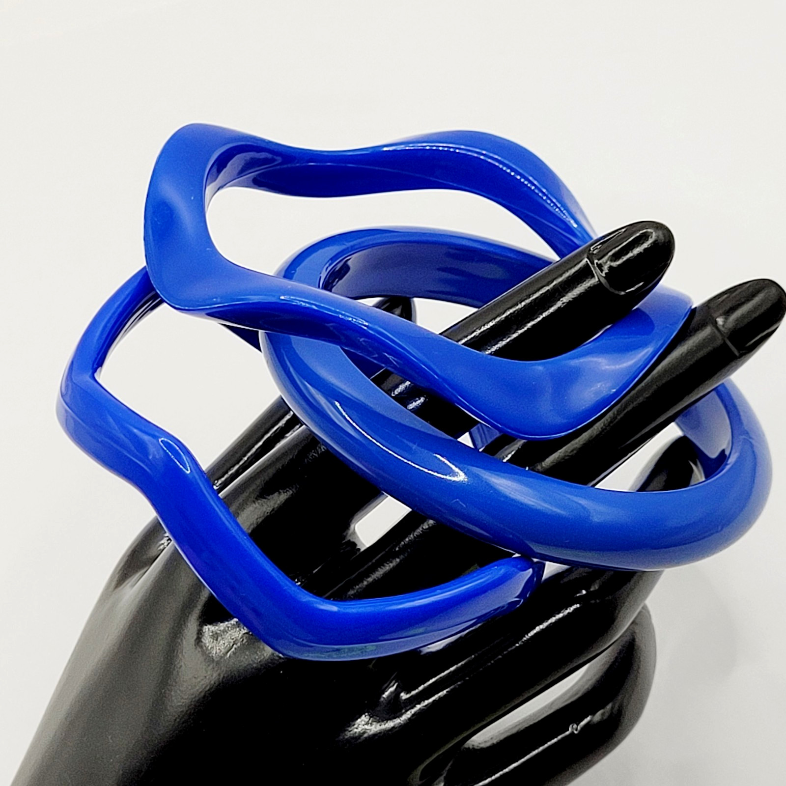3 Blue Color Different Shape Size Bangle Bracelet Retro Style Vintage 1980s