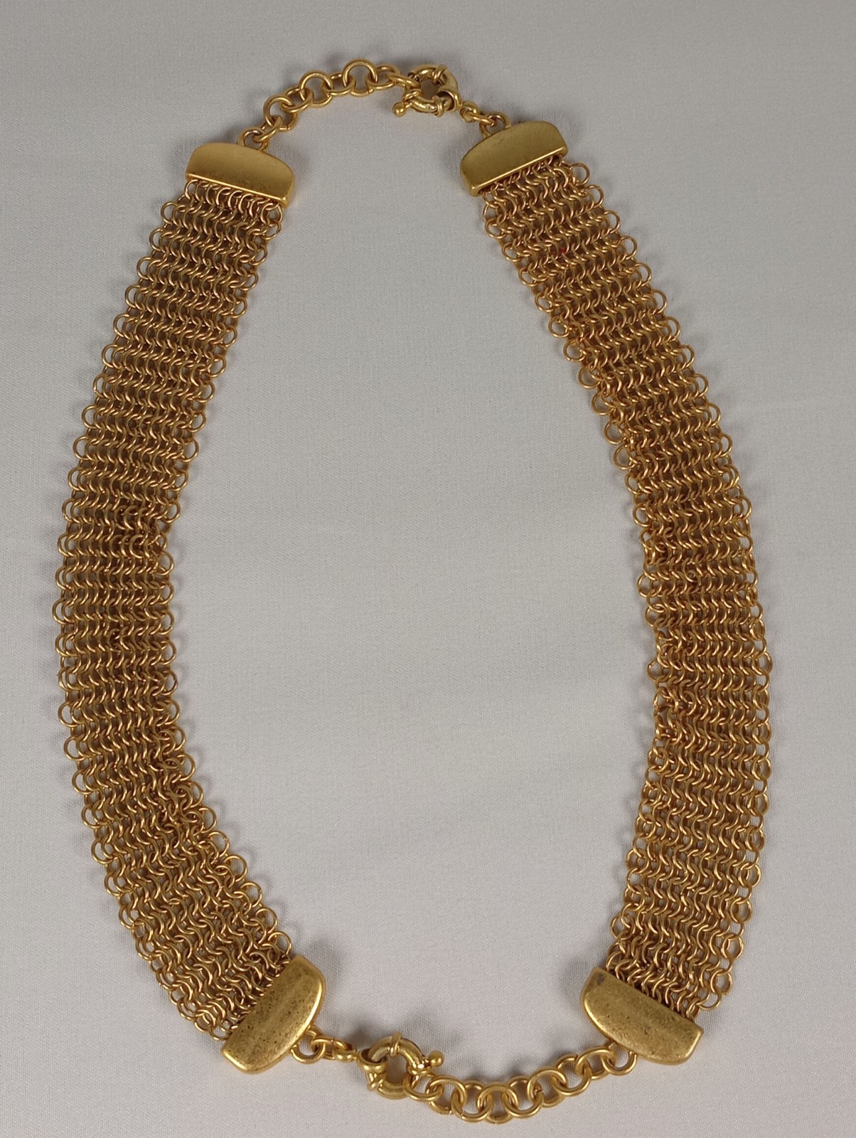 Vintage Gold Tone Mesh Convertible Necklace Bracelet Set Modular Jewelry