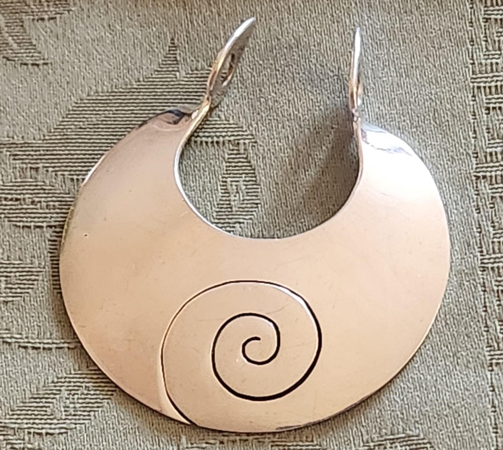 Vtg DDD Dominique Dinouart Mexico Sterling Silver Circle Pendant Swirl Large MCM