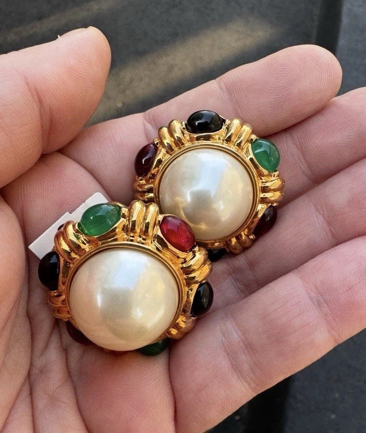Vintage CINER Mogul Clip Earrings – Pearls, Unworn, Excellent, Signed, Gripoix