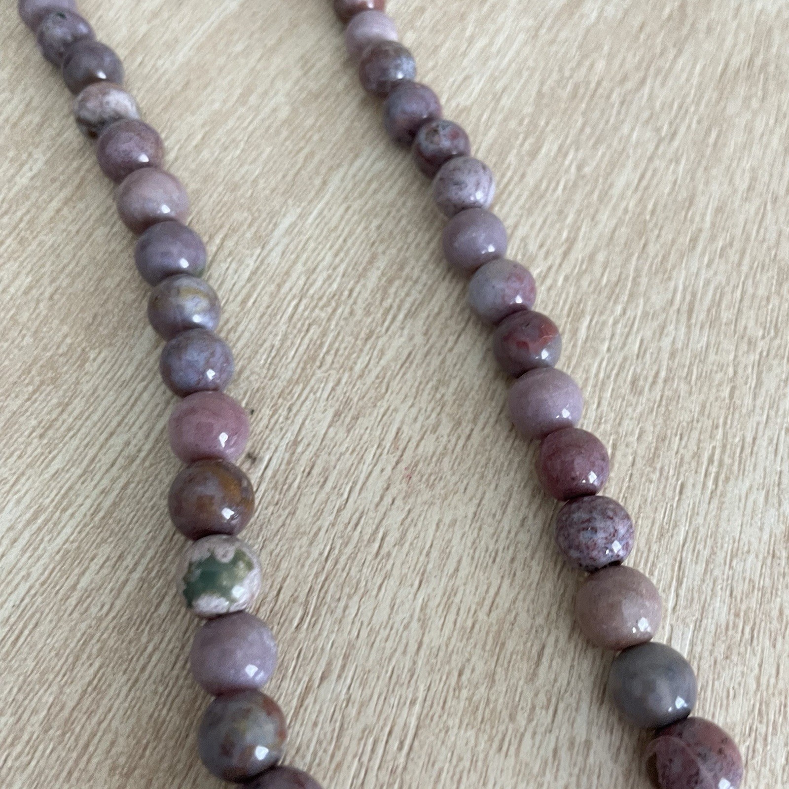 Unicorn Stone Graduated Beaded Necklace 26-27” Purple Pink Lepidolite Madagascar