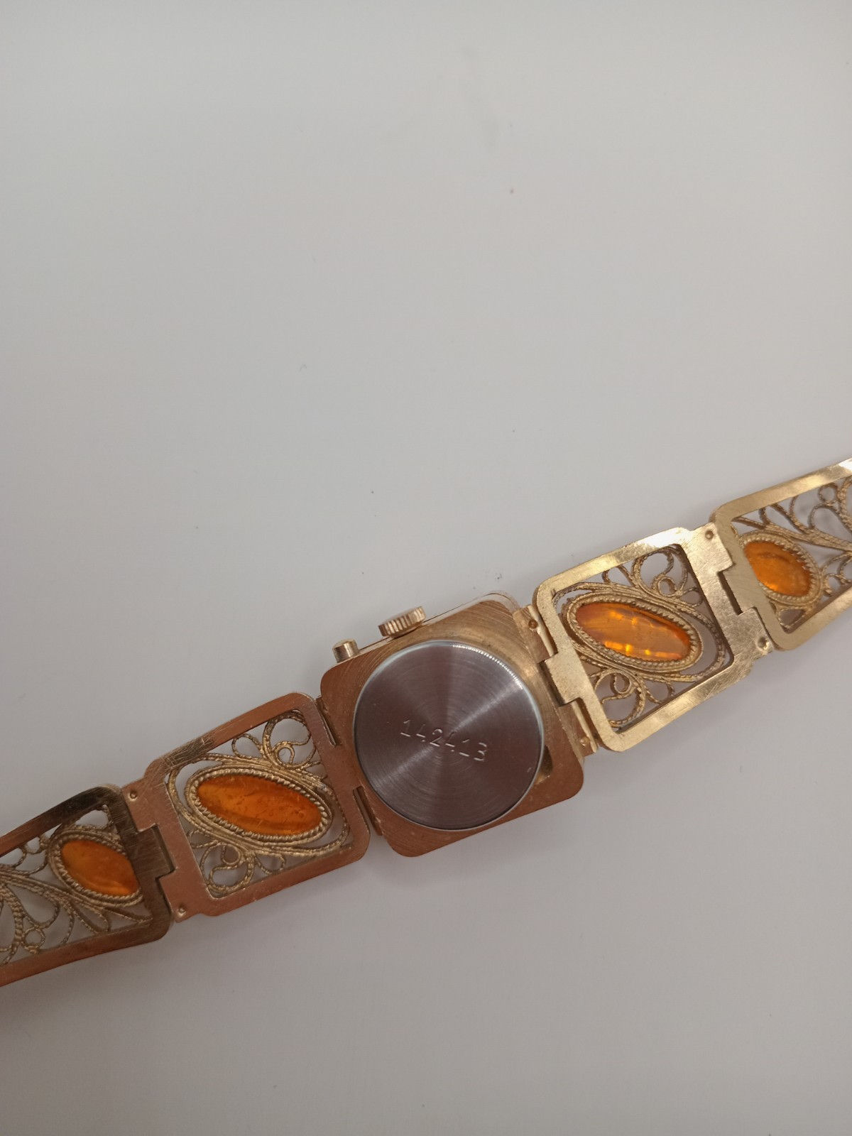 Vintage Watch Soviet “Chaika” with AMBER bracelet filigree FULLY FUNCTIONAL 17J