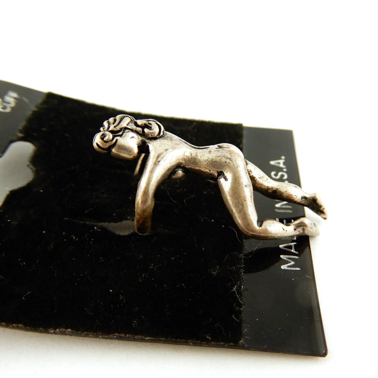 Vintage Pewter or Gold Nude Lady 3D Earhugger earring, ear cuff