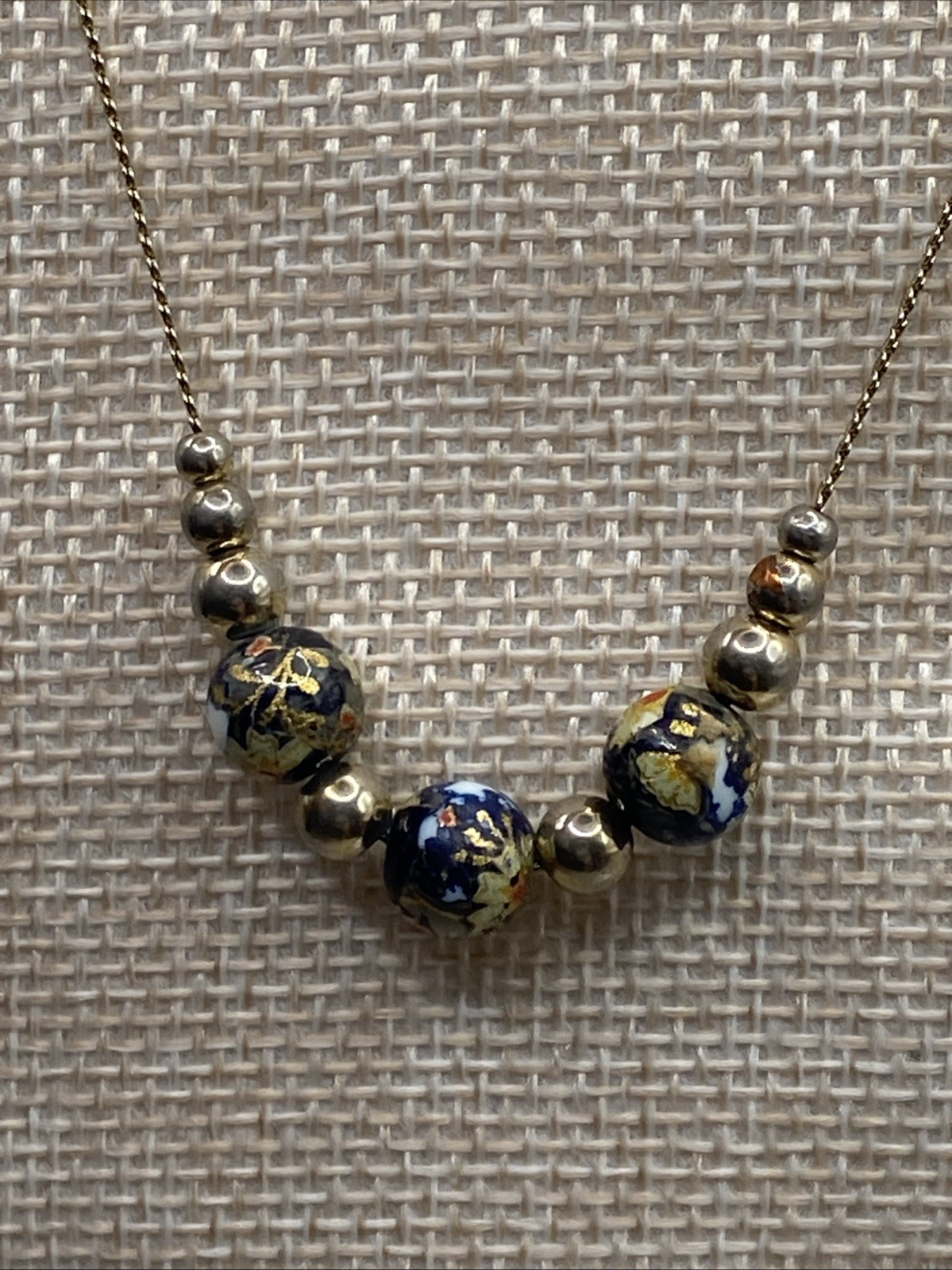 2.97 Vintage necklace, gold tone, chain, cloisonne charms