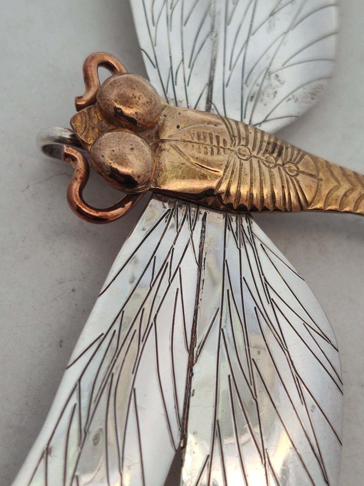 Lot of 2 “Courtney” Sterling Silver Hand Crafted Dragonfly Pins w/ Brass Bodies