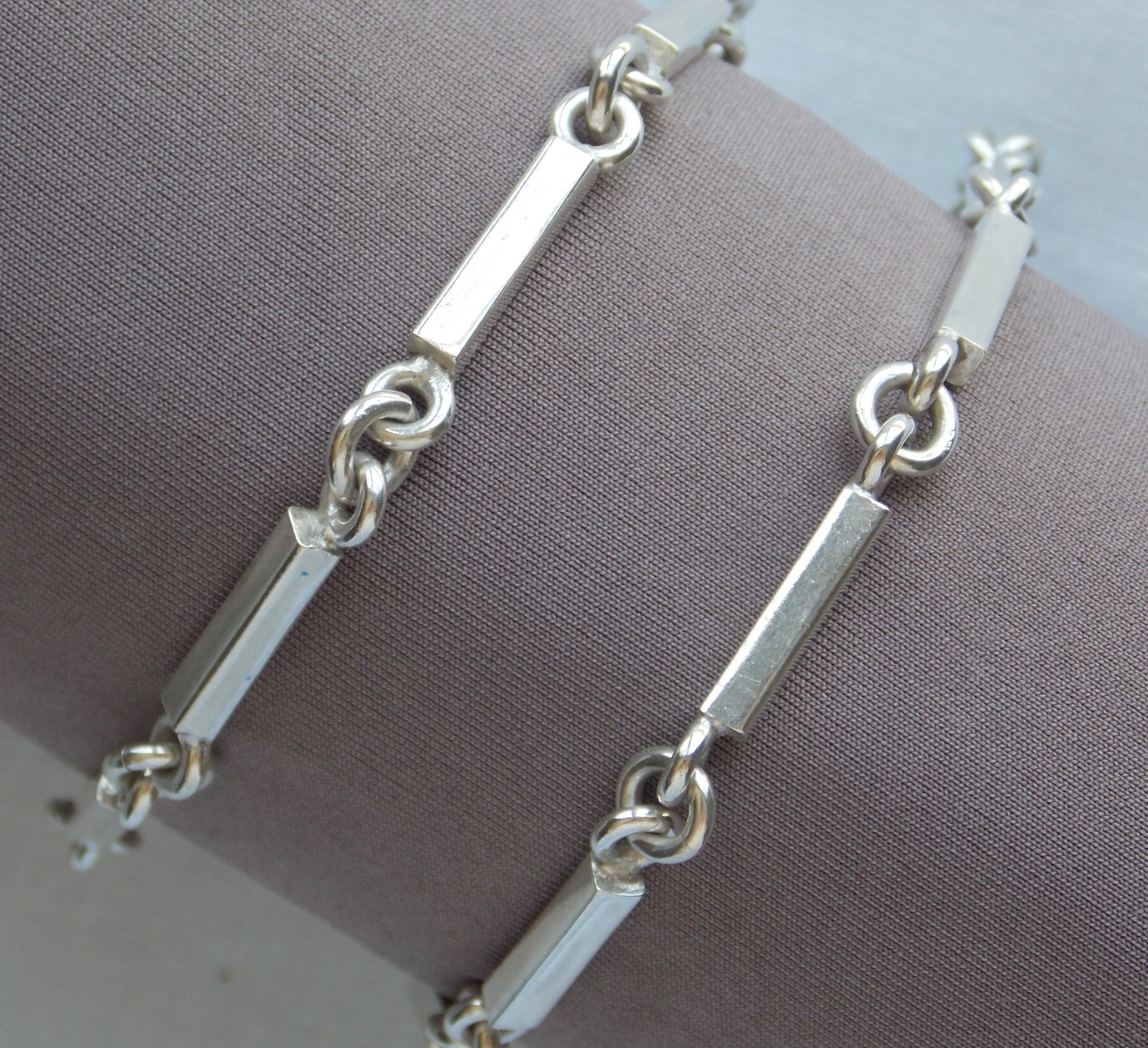 Vintage Mexico Signed TC-301 Bar Link Chain Necklace 36g 925 Sterling Silver 17″