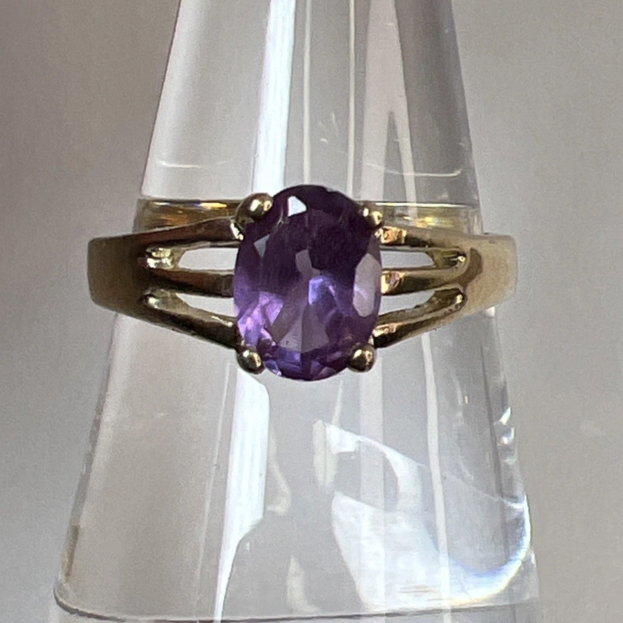Gold Vermeil Sterling Silver Purple Sapphire Ring Size 8.25