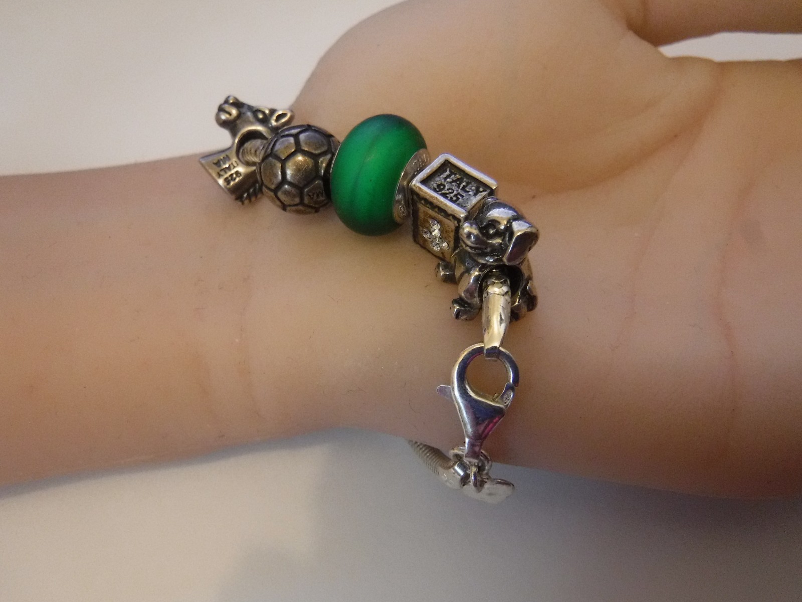 Michael Anthony MA Sterling Slide Charm Bracelet 5 Italy 925 MA Charms 7.5″