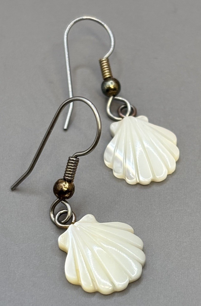 Earrings Lot MOP Shell Acrylic Hook Dangle Seashell Leaf Fish