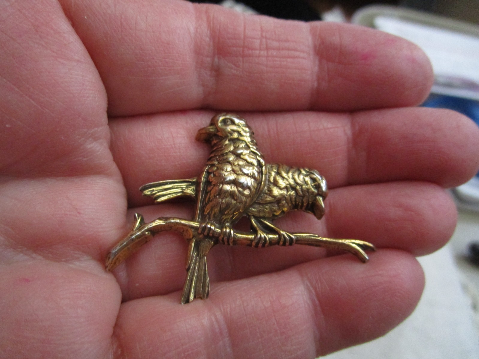 VTG signed ZENTALL gold tone 2 birds on branch Brooch JL25-30