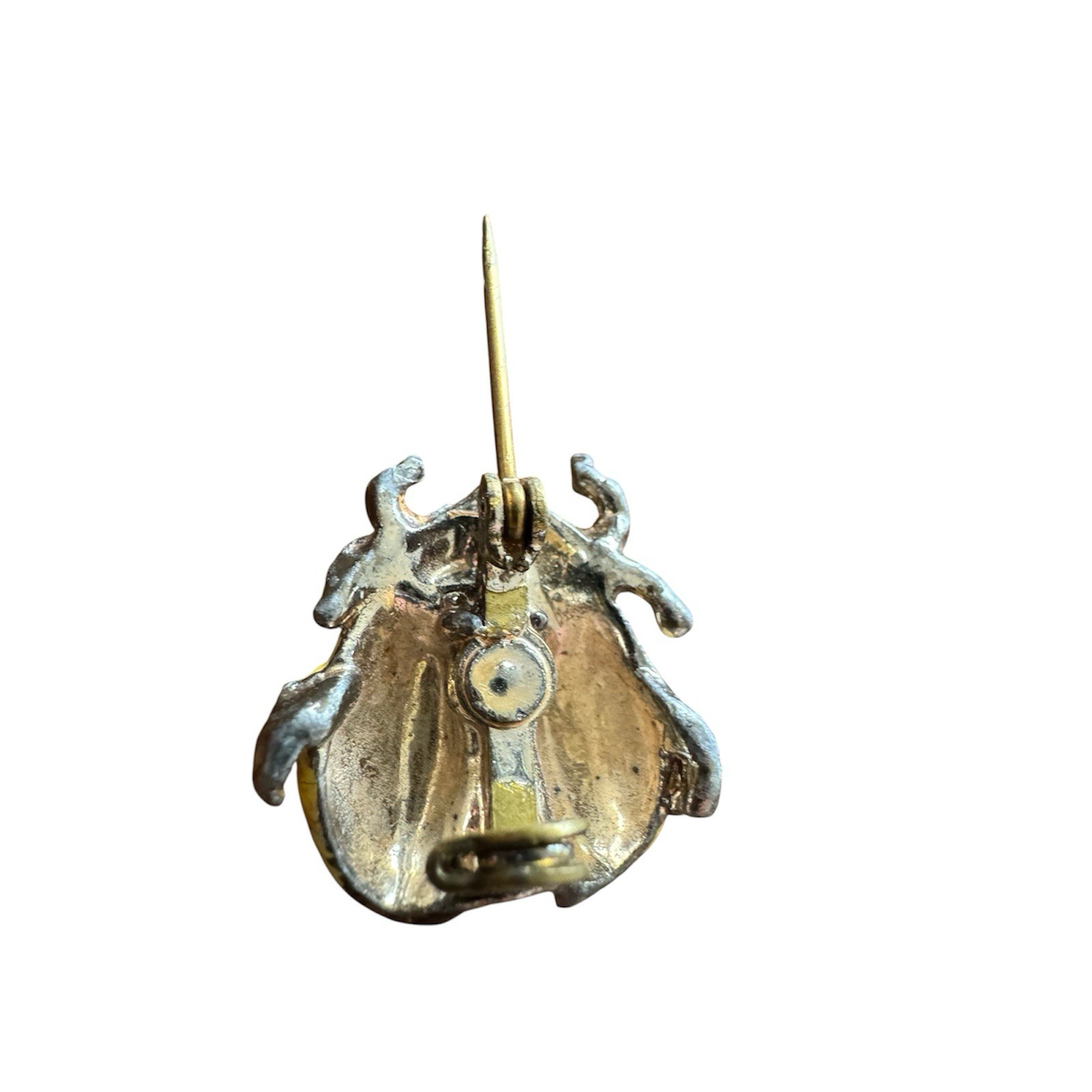 Set of 2 Vintage Small Silver Tone Ladybug Brooch Pins, Almost 1 Inch, Fair Cond