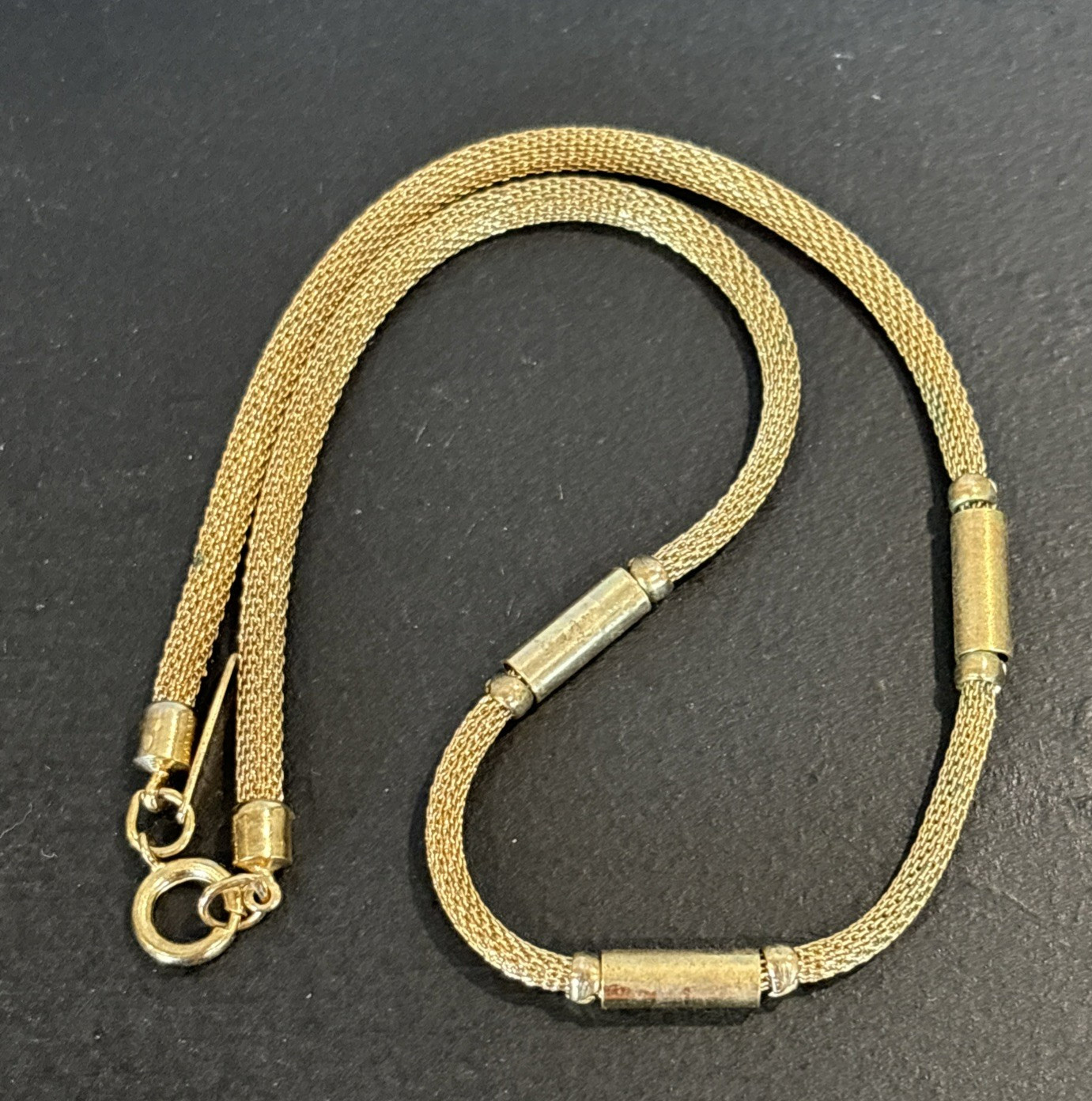 Vintage Gold Tone Whiting & Davis Mesh Rope Chain Necklace 15 1/2″ Spring Ring