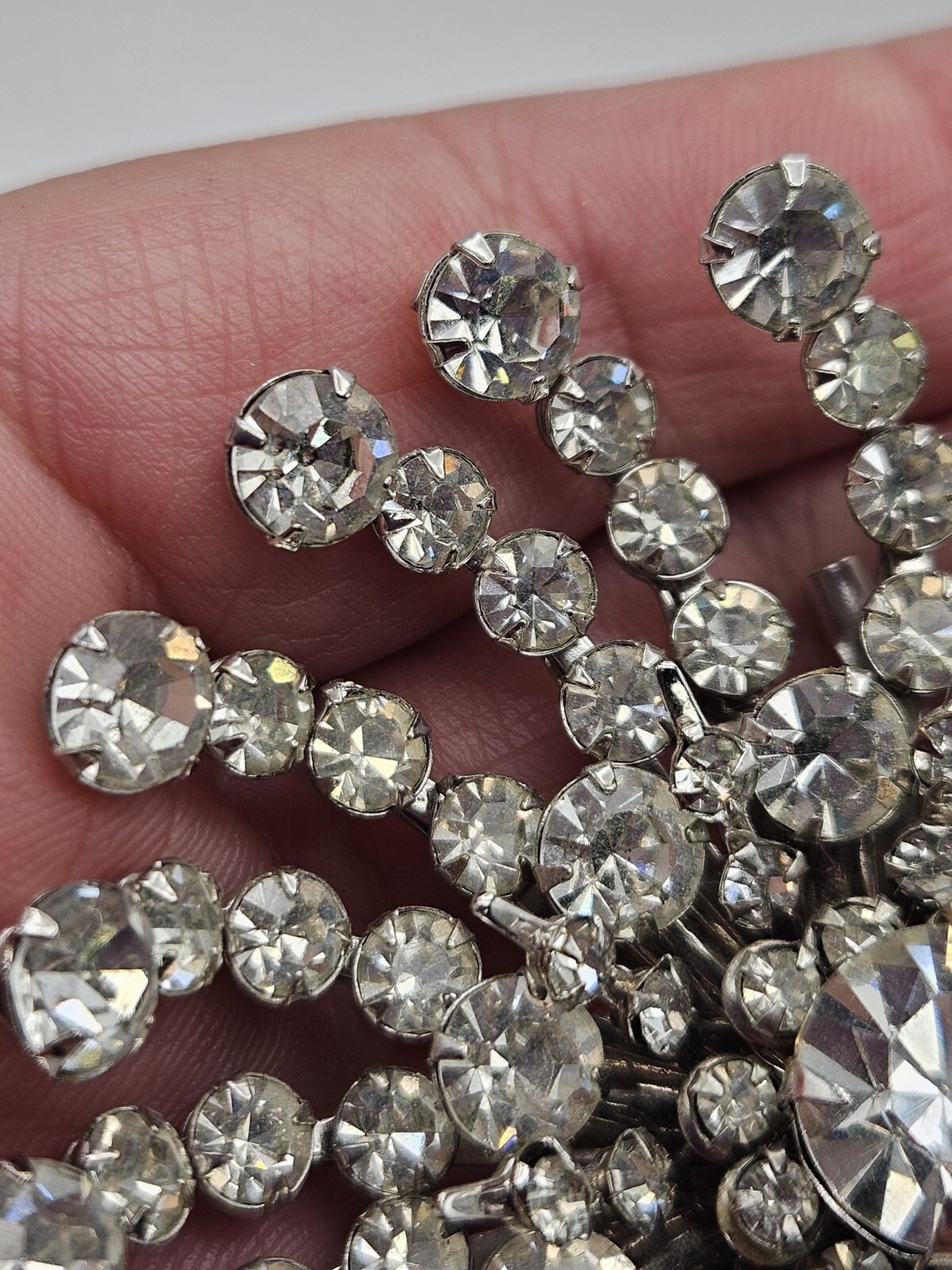 Vintage Clear Glass Rhinestone Pinwheel Large Brooch Pin