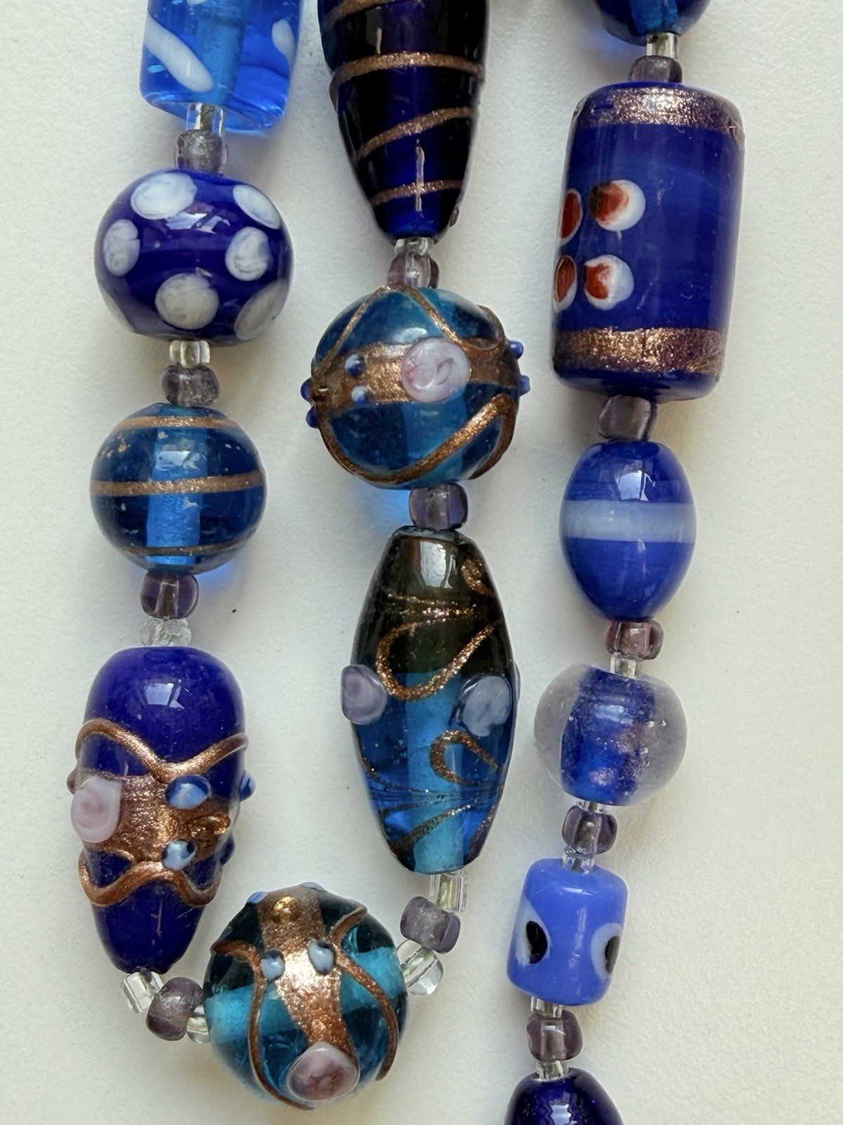 Vintage Czech Glass Bead Necklace Wedding Cake Beads, Foil Lined (3277)